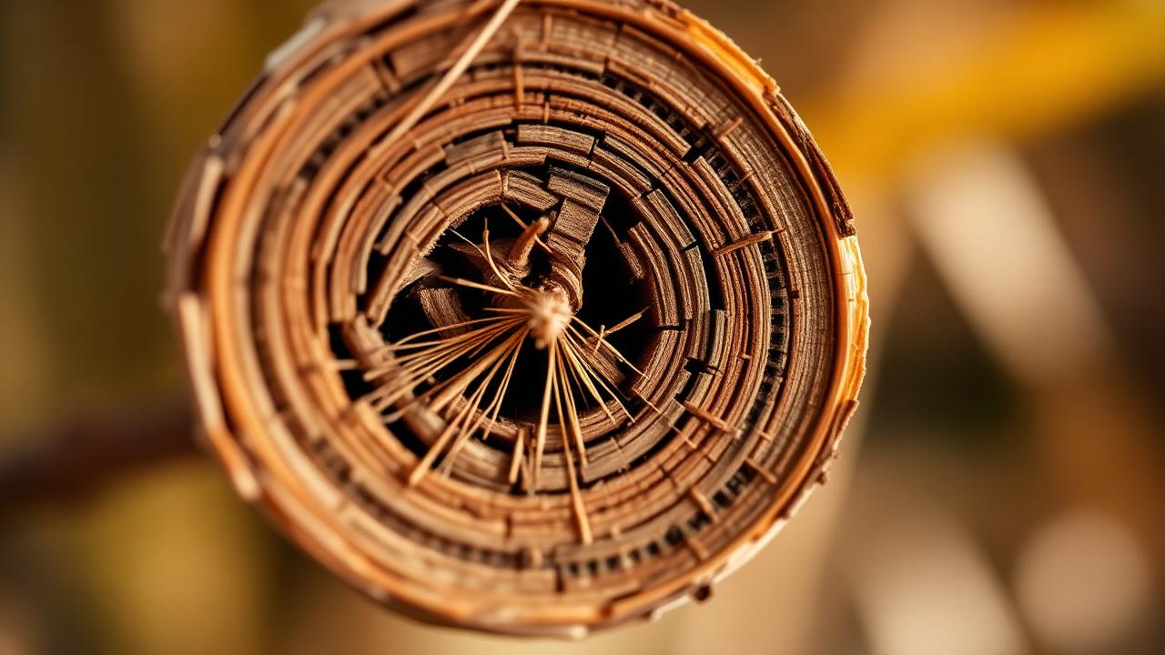 Macro close-up of a bamboo culm cross-section