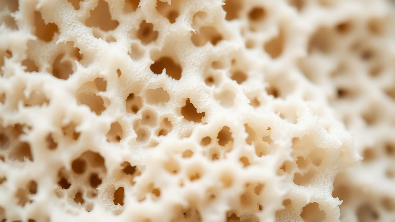 Close-up of mycelium material showing porous fungal network